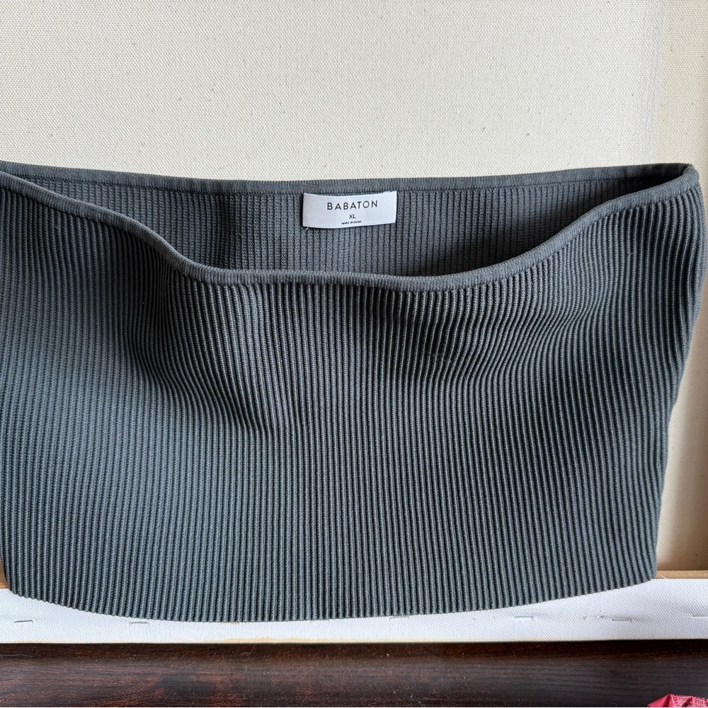 Babaton Charcoal Ribbed Knit Top